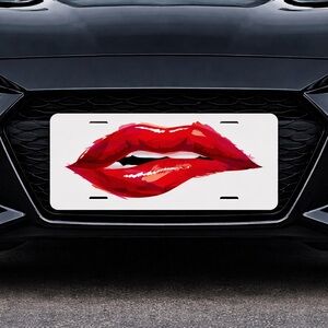 Lip Red License Plate Decorative Front Plate Car Aluminum 6x12